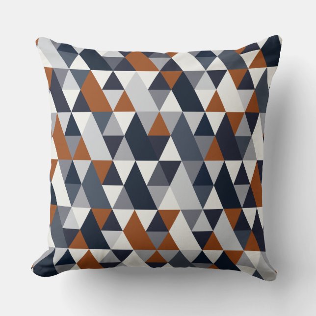 Navy Rust Geometry IV Throw Pillow (Front)
