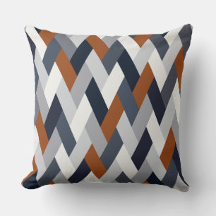 Navy Rust Geometry VI Throw Pillow