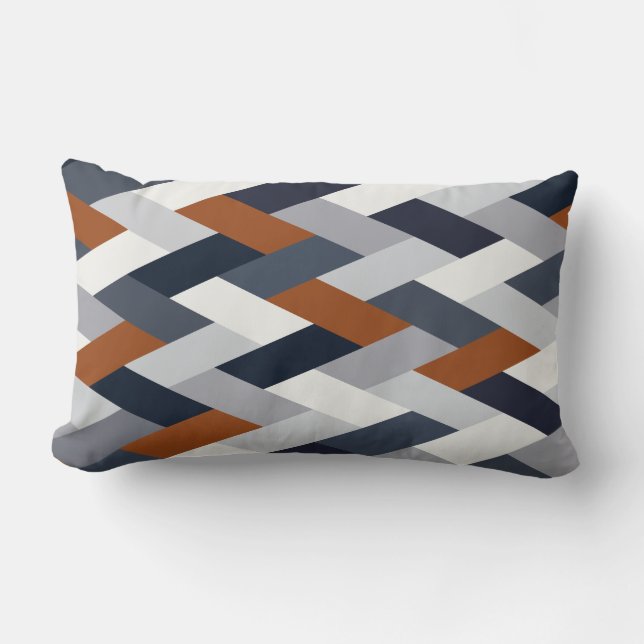 Navy Rust Geometry VIB Lumbar Pillow (Front)