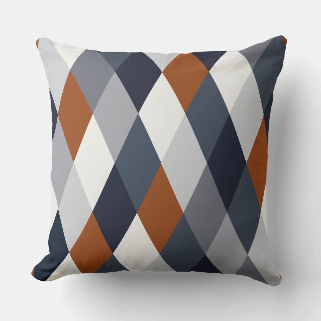 Navy Rust Geometry VII Throw Pillow (Front)
