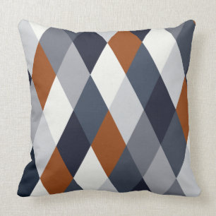 Navy Rust Geometry VII Throw Pillow