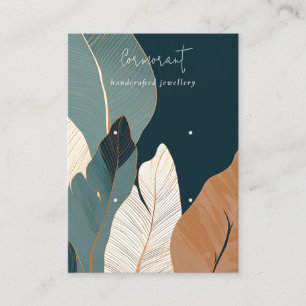 Navy Rust Gold Tropical Leafy 2 Earring Display Business Card