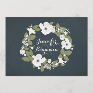 Navy Rustic Floral wedding invite