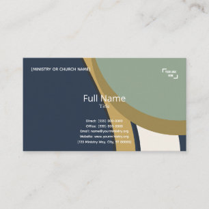 Navy Sage and Gold Curved Ministry or Church Business Card