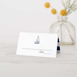 Navy Sailboat Nautical Wedding Place Card