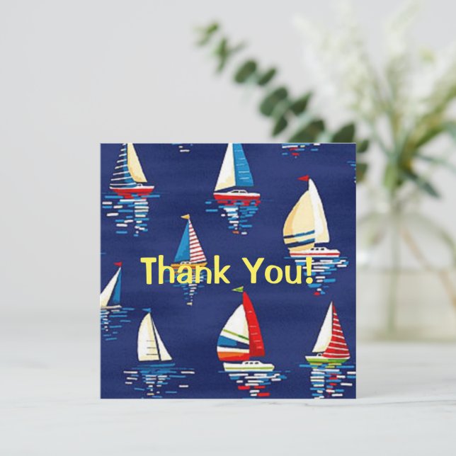 Navy Sailboats Pattern Thank You (Standing Front)