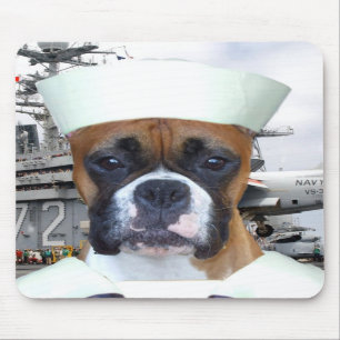 Navy Sailor Boxer Dog mousepad