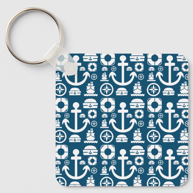 Navy sailor Element sea pattern  Keychain (Front)