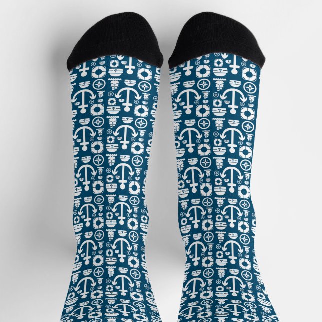 Navy sailor Element sea pattern Socks (Top)