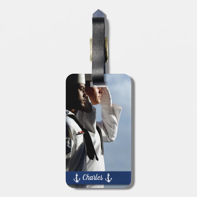 Navy Sailors Personalized Luggage Tag (Back Vertical)