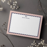 NAVY & SALMON Classic Monogram Double Frame Card<br><div class="desc">Get a professional look with our formal and elegant personalized stationery flat cards feature your monogram and your name beneath in Sans Serif font coupled with elegant open face font framed by a chic navy double border over a salmon pink background. The monogram initials and name can easily be personalized...</div>