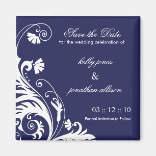 Navy Save the Date Wedding Magnet
