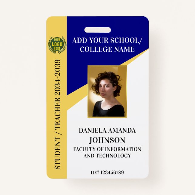 Navy School College University Student Teacher Badge (Front)