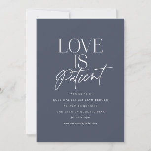Navy Script Love Wedding Postponed Change the Date Announcement
