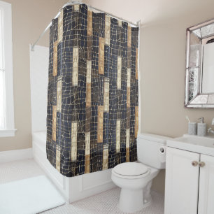 Navy Sea Blue Cream Brown Rectangles