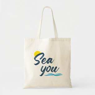 Navy Sea You Sun and Ocean Blue Waves Summer Beach Tote Bag