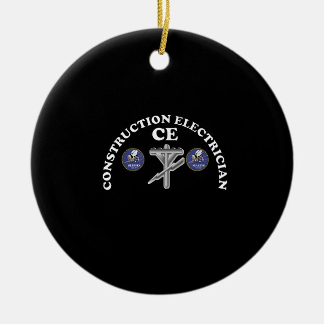 Navy Seabee Construction Electrician Rating Badge Ceramic Ornament (Front)