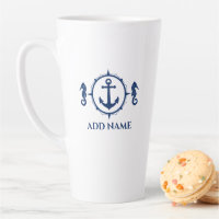 Navy Seahorse & Anchor Your Name 2 Sided Large