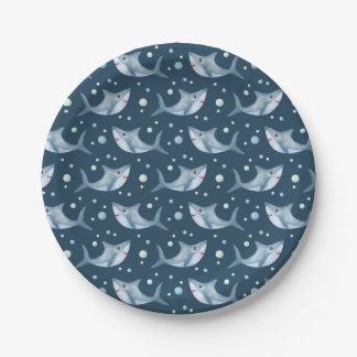 Navy Sharks Swimming Paper Plates