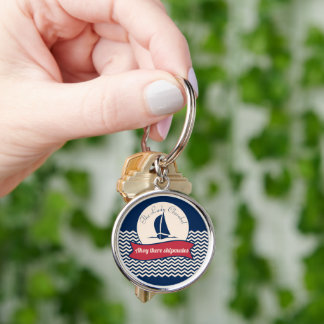 Navy Ship logo motif sailing yacht decor Keychain