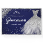 Navy Silver Diamond Sparkle Gown Quinceanera