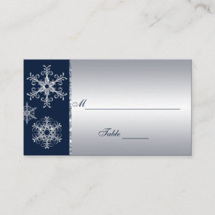 Navy Silver Glitter LOOK Snowflakes Placecards