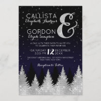 Navy Silver Glitter Tree Winter Wonderland Wedding