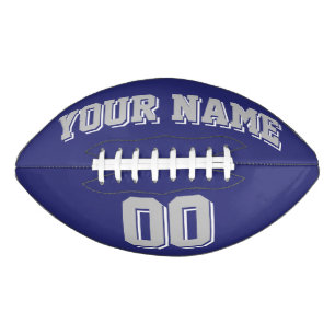 NAVY SILVER GRAY AND WHITE Custom Football