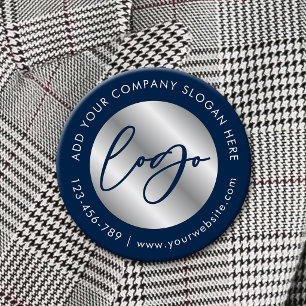 Navy & Silver Logo Corporate Business Promotional 2 Inch Round Button