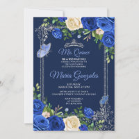 Navy Silver Quinceanera Mexican Girl 15th Birthday