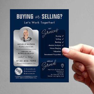 Navy & Silver Real Estate Agent Professional Flyer