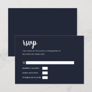 Navy Simple Calligraphy Modern RSVP Card