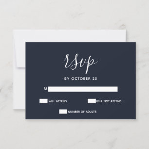 Navy Simple Calligraphy Modern RSVP Card