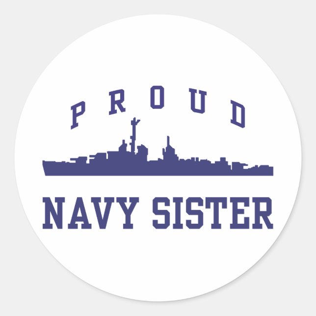 Navy Sister Classic Round Sticker (Front)