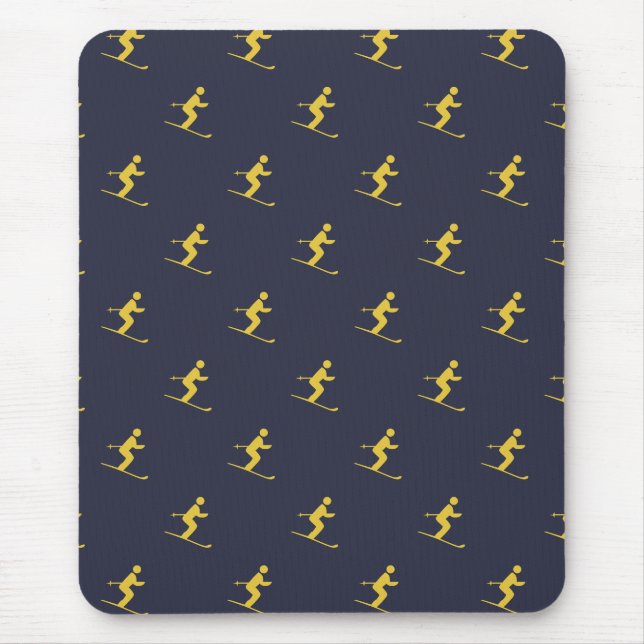 Navy Skier Mouse Pad (Front)