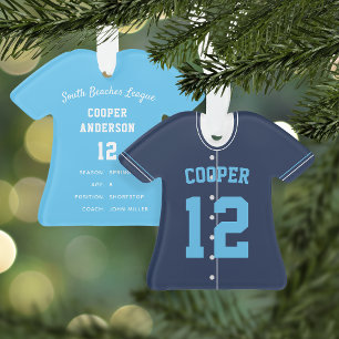 Navy & Sky Blue Baseball Joueur Jersey Statistique