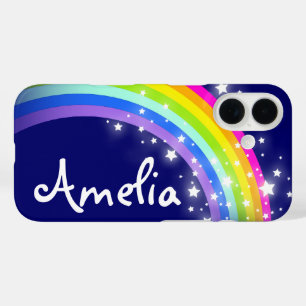 Navy sky starry rainbow custom name iPhone 16 case