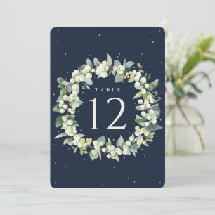 Navy Snowberry+Eucalyptus Mariage Numéro de table