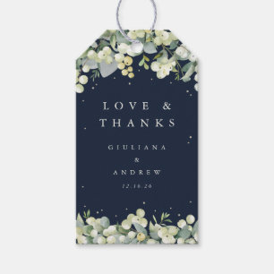 Navy Snowberry+Eucalyptus Wedding Love + Thanks Gift Tags