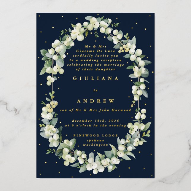 Navy Snowberry+Eucalyptus Wedding Reception Only (Front)