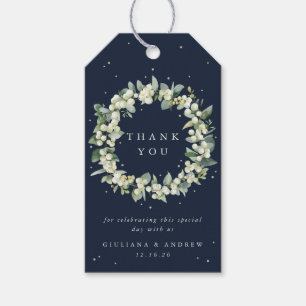 Navy Snowberry+Eucalyptus Wedding Thank You Gift Tags