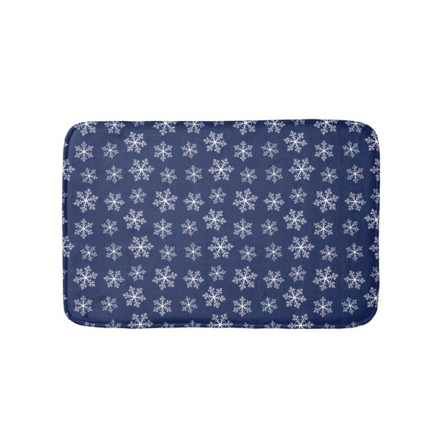Navy Snowflake Bath Mat (Front)