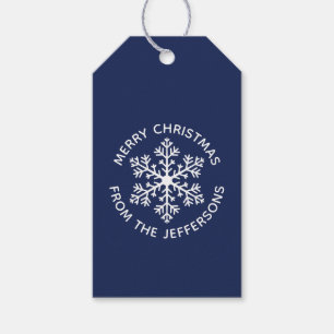 Navy Snowflake Christmas Gift Tags