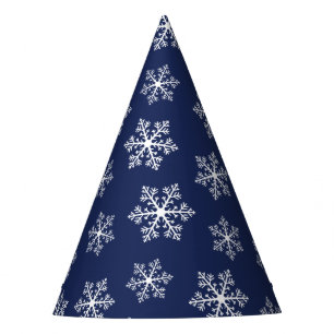 Navy Snowflake Party Hats