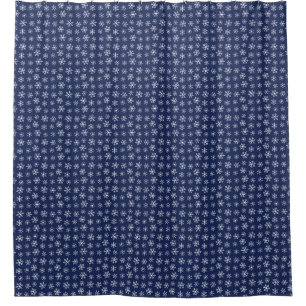 Navy Snowflake Shower Curtain
