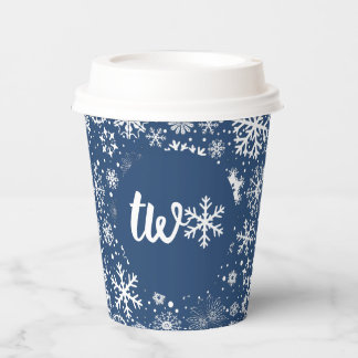 Navy Snowflake TWO Paper Cup
