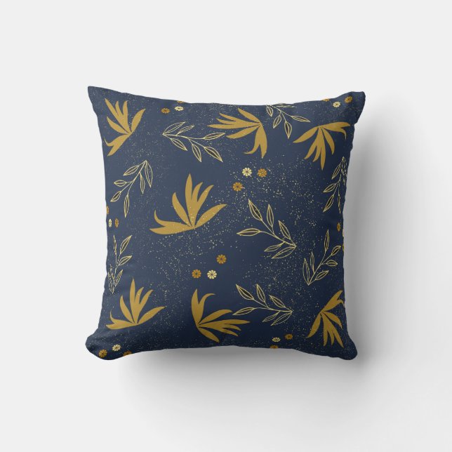 Navy Spray  Throw Pillow (Front)