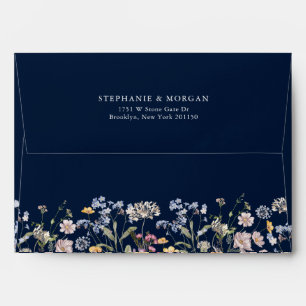 Navy Spring Wildflower Meadow Garden Wedding  Envelope