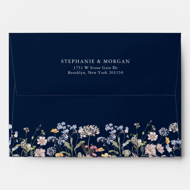 Navy Spring Wildflower Meadow Garden Wedding  Envelope (Back (Top Flap))