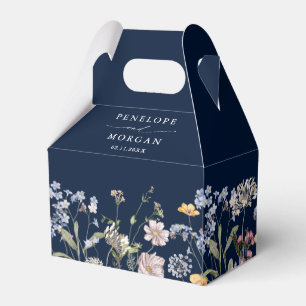 Navy Spring Wildflower Meadow Garden Wedding Favor Box